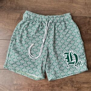 Hasta Muerte (HM) Ski Mask Pattern Shorts - Size: S - Green and White